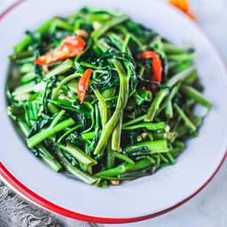 Cambodian Stir-fried Morning Glory with Pork, Fermented Soybeans, and Garlic
